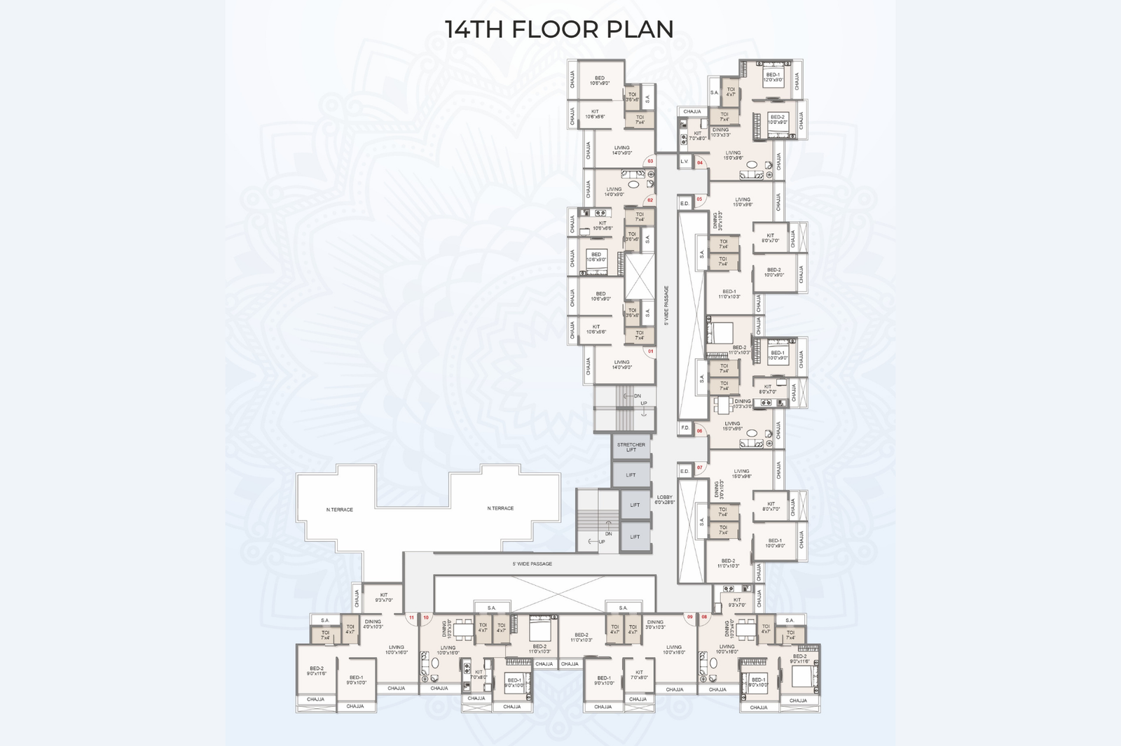 Tirupati-Kalash-14-th-Floor-Plan